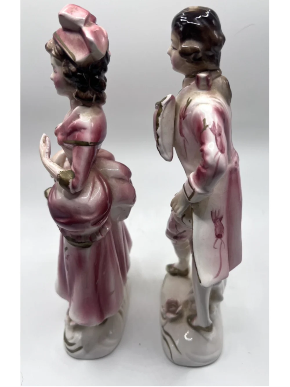 Vintage Wales Victorian Porcelain Figurines Set Man Woman Couple Made in Japan